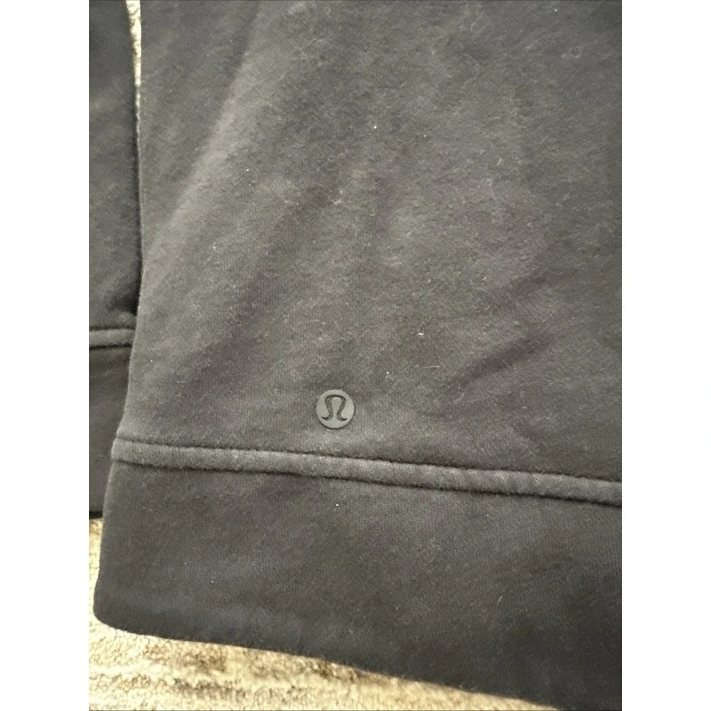 Lululemon Pullover Women Black Sz 8 Fleece Be True Crewneck Side Zips Quilt Patt